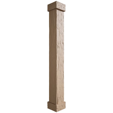 Ekena Millwork Hand Hewn Faux Wood Non-Tapered Square Column Wrap w/ Standard Capital & Base, 12"W x 16'H COLUHH12X192STUF